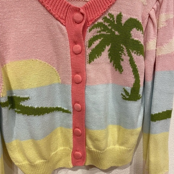 LoveShackFancy Dabney Palm Tree Cardigan Size XS EUC - Picture 4 of 5
